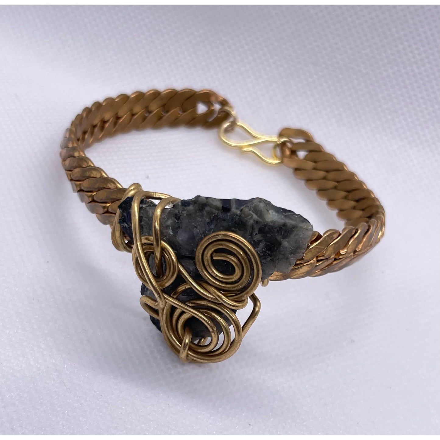 Antique Brass Emerald Bracelet