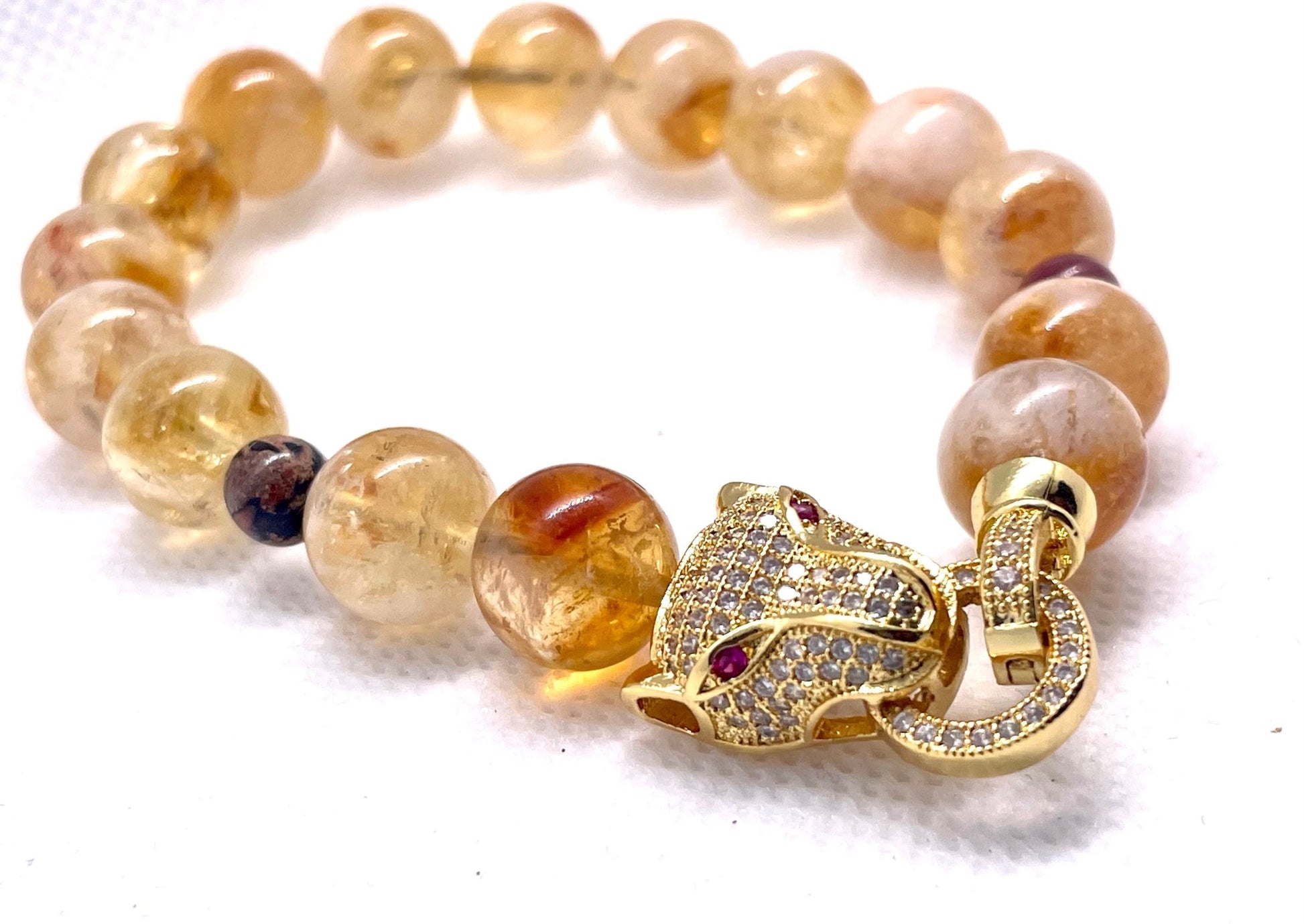 "Golden Roar: Jaguar Citrine Bracelet" - Organicmansion.com