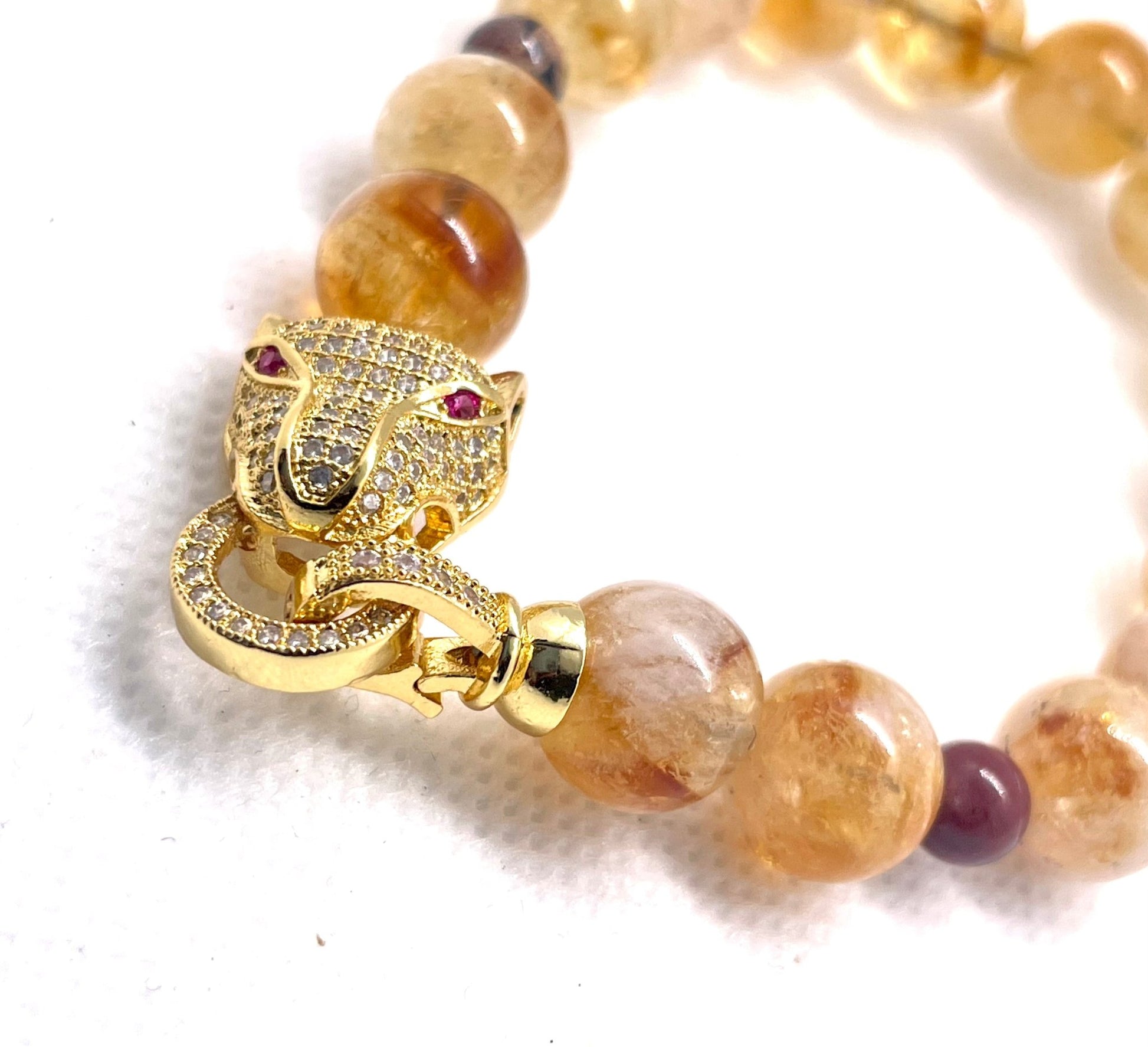 "Golden Roar: Jaguar Citrine Bracelet" - Organicmansion.com