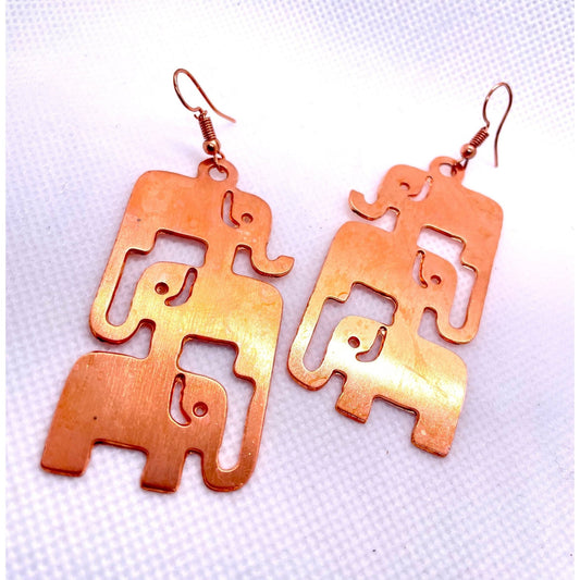 Triumph Trio-Elephant Copper Earrings - Organicmansion.com